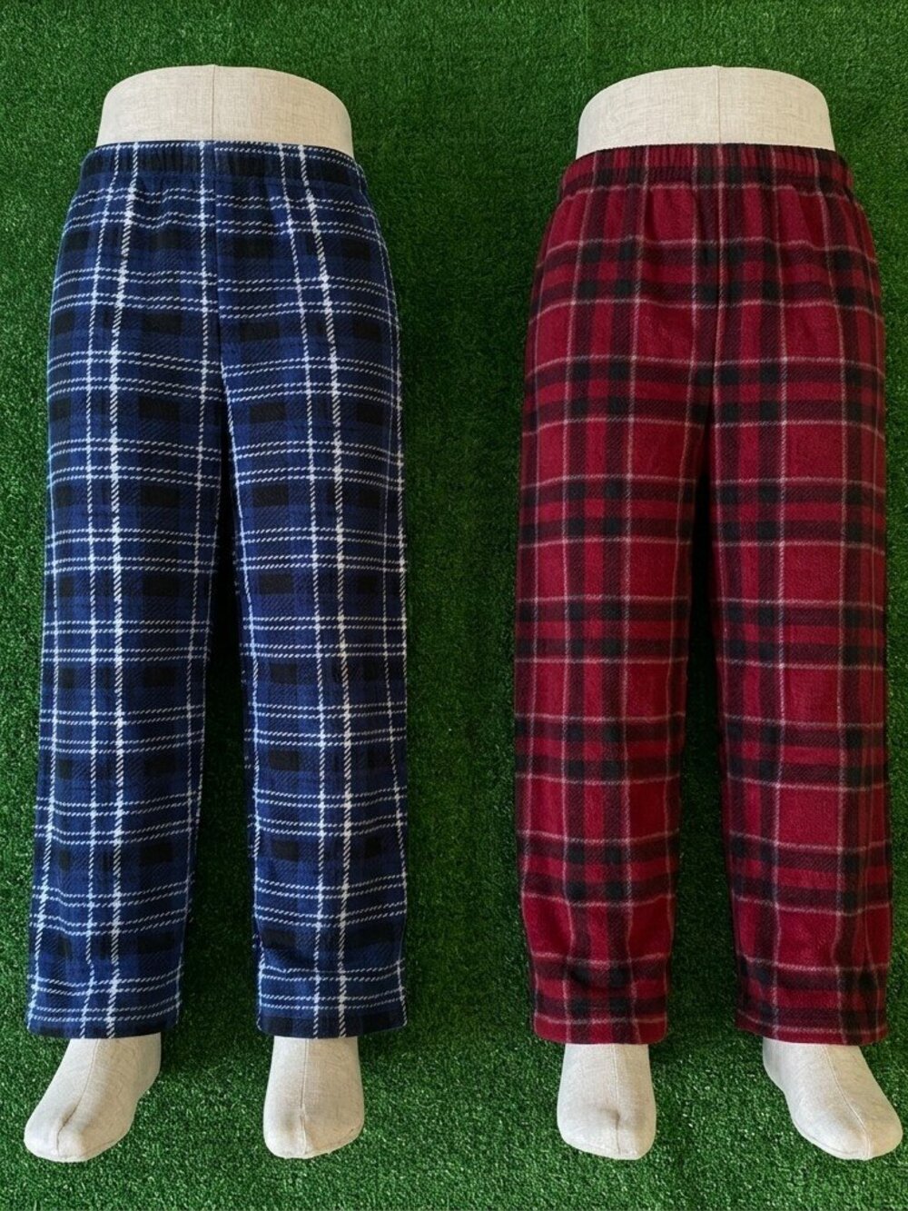 Cuddl Duds Kids Size M 8 Plaid Pajama Pants Lot of 2 Fleece Loungewear Blue Red